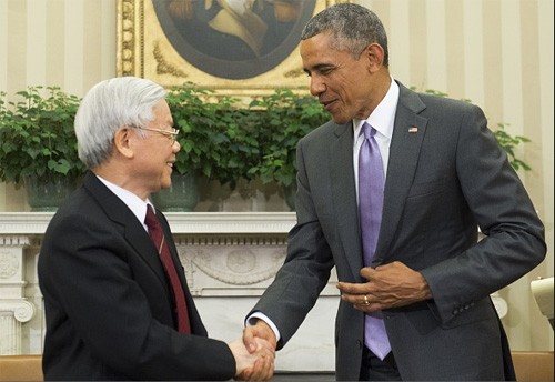 Tổng bí thư Nguyễn Phú Trọng và Tổng thống Mỹ Barack Obama tại Nhà Trắng.