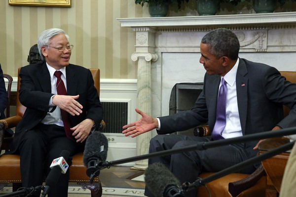 Tổng thống Obama và Tổng bí thư Nguyễn Phú Trọng tại Nhà Trắng. Ảnh: Zimbio.