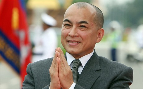 Quốc vương Campuchia Norodom Sihamoni, ảnh: The Telegraph.