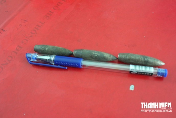 Đầu đạn thu được từ tàu cá Việt Nam bị Cảnh sát biển Thái Lan xả súng hôm 11/9, ảnh: Báo Thanh Niên.