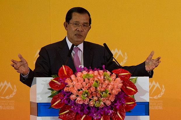 Thủ tướng Campuchia Hun Sen tại Diễn đàn Hương Sơn, ảnh: Bangkok Post.