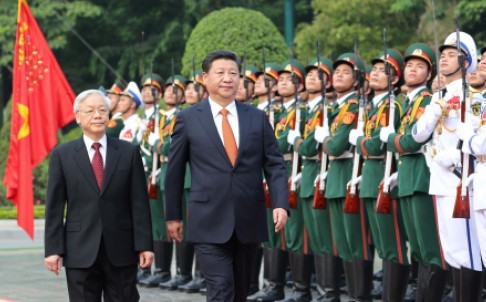 Tổng bí thư Nguyễn Phú Trọng tiếp Chủ tịch Trung Quốc Tập Cận Bình, ảnh: SCMP.