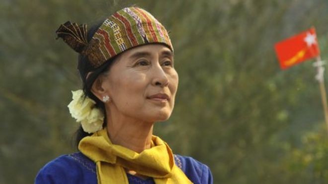 Bà Aung San Suu Kyi, biểu tượng khát vọng tự do và dân chủ của dân tộc Myanmar. Ảnh: BBC.