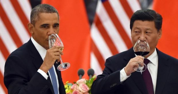Tổng thống Mỹ Barack Obama và Chủ tịch Trung Quốc Tập Cận Bình. Ảnh: Irish Times.