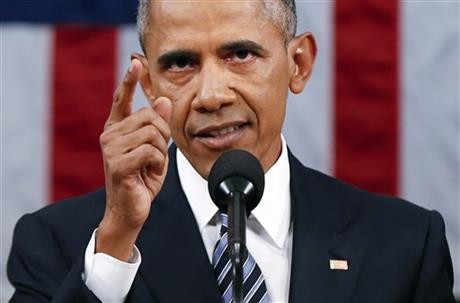 Tổng thống Mỹ Barak Obama đọc Thông điệp Liên bang năm 2016. Ảnh: AP
