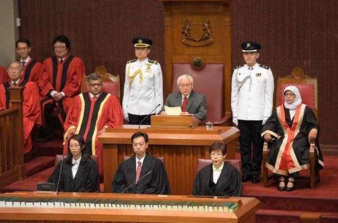 Tổng thống Singapore Tony Tan phát biểu trong phiên khai mạc kỳ họp thứ nhất, khóa 13 của Quốc hội nước Cộng hòa Singapore. Ảnh: The Straits Times.