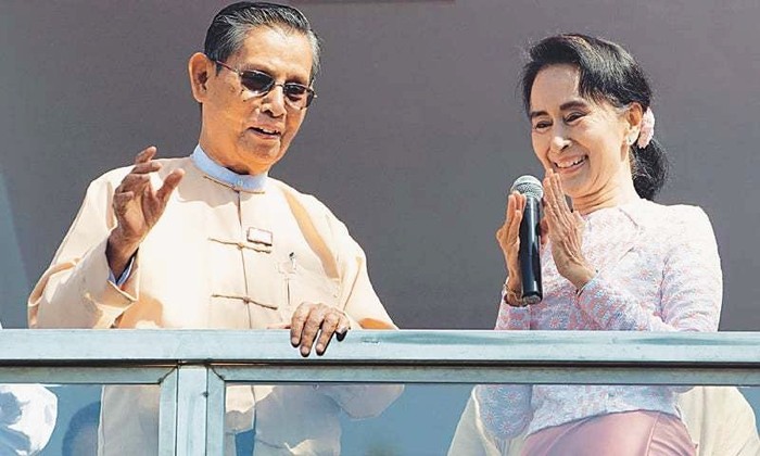 Ông Tin Oo và bà Aung San Suu Kyi. Ảnh: dawn.com.