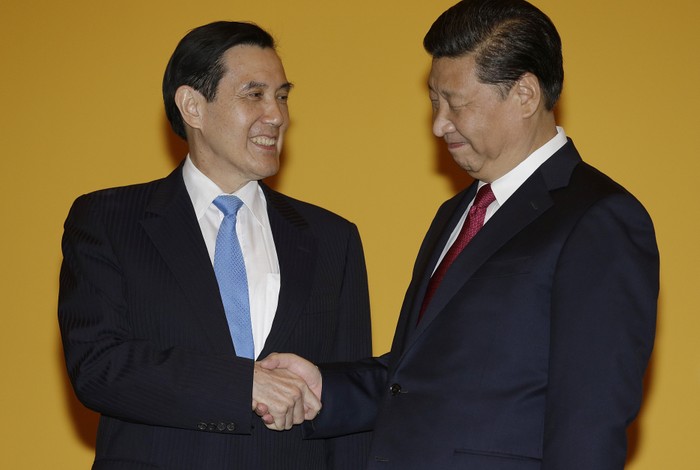 Chủ tịch Trung Quốc Tập Cận Bình và lãnh đạo Đài Loan Mã Anh Cửu, ảnh: wtop.com