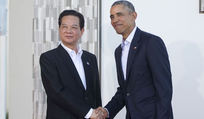 Tổng thống Mỹ Barack Obama và Thủ tướng Nguyễn Tấn Dũng tại Sunnylands, California. Ảnh: AP.