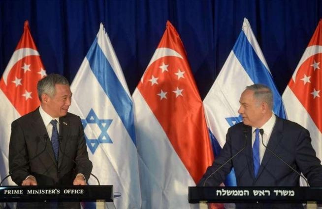 Thủ tướng Singapore Lý Hiển Long và Thủ tướng Israel Benjamin Netanyahu. Ảnh: The Straits Times.