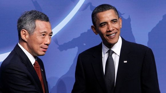 Thủ tướng Singapore Lý Hiển Long và Tổng thống Obama đã có nhiều lần gặp gỡ, nhưng thăm chính thức Hoa Kỳ thì đây là lần đầu tiên. Ảnh: AP.