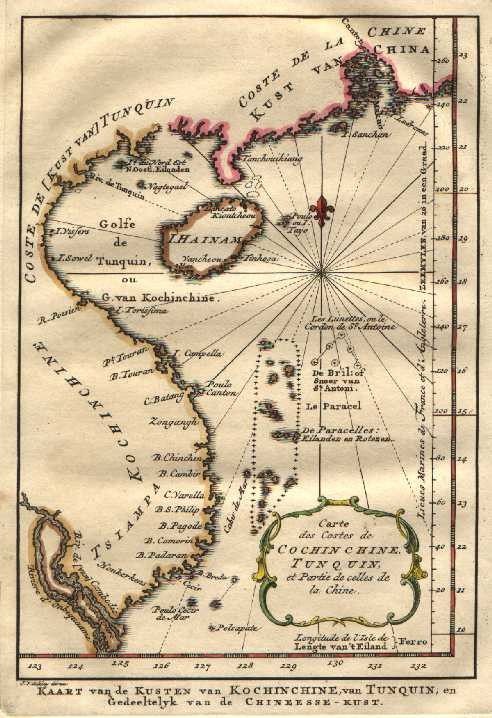Bản đồ Biển Đông do người Hà Lan vẽ vào năm 1754 đã thể hiện 2 quần đảo này dưới tên gọi De Paracelles. Ảnh: Wikipedia.