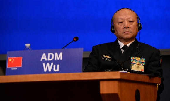 Ông Ngô Thắng Lợi, Tư lệnh Hải quân Trung Quốc tham gia cuộc họp tại Hoa Kỳ, ảnh: Nikkei Asian Review.