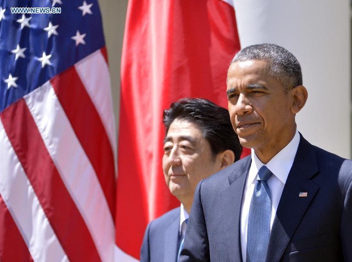 Thủ tướng Shinzo Abe và Tổng thống Barack Obama, ảnh: Tân Hoa Xã.