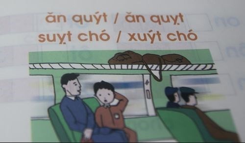 Những ví dụ không phù hợp được Giáo sư Hồ Ngọc Đại đưa vào sách Tiếng Việt lớp 1 Công nghệ giáo dục để dạy trẻ nhỏ. Ảnh chụp từ sách