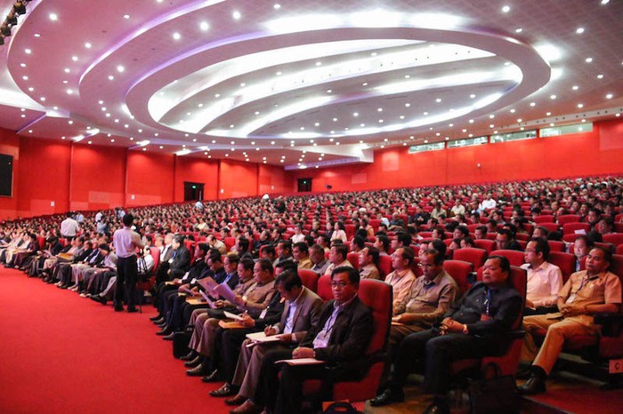 Buổi làm việc Đại hội toàn quốc đảng CPP tổ chức tại Phnom Penh hôm Chủ nhật, ảnh: The Cambodia Daily.