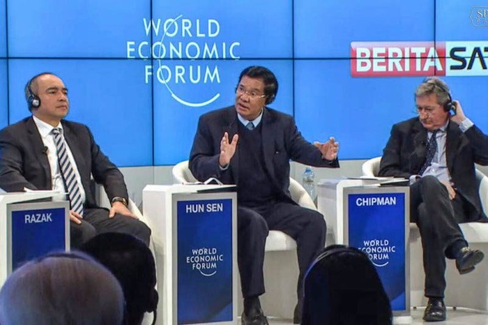 Thủ tướng Campuchia Hun Sen tại Diễn đàn Kinh tế thế giới Davos, ảnh: The Cambodia Daily.
