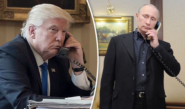 Tổng thống Mỹ Donald Trump từng gọi điện cho Tổng thống Nga Vladimir Putin, ảnh minh họa: express.co.uk.