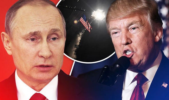 Tổng thống Nga Vladimir Putin và Tổng thống Mỹ Donald Trump, ảnh: Daily Express.