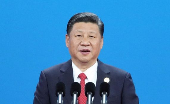 Chủ tịch Trung Quốc Tập Cận Bình phát biểu khai mạc Diễn đàn quốc tế về Một vành đai, một con đường tại Bắc Kinh hôm qua 14/5, ảnh: Tân Hoa Xã.