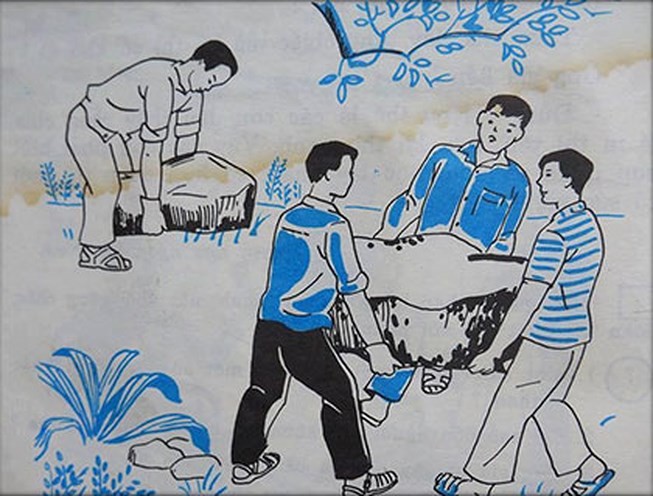 Hình minh họa bài thơ Hòn đá của Bác Hồ trong sách Tiếng Việt lớp 3, nguồn: PLO.
