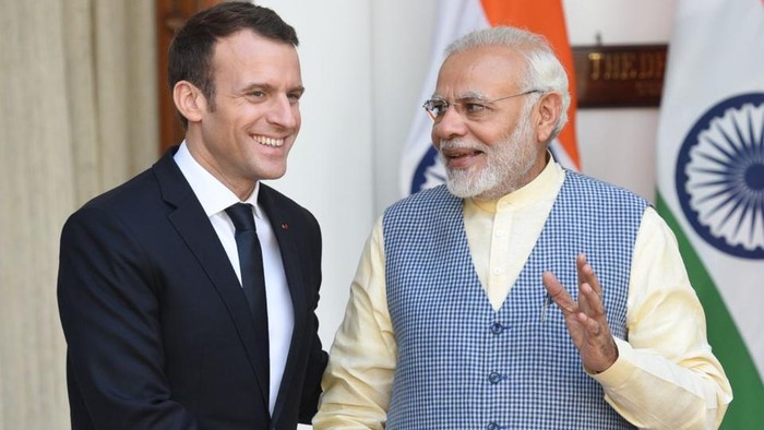 Tổng thống Pháp Emmaunuel Macron và Thủ tướng Ấn Độ Narendra Modi, ảnh: Hindustan Times.