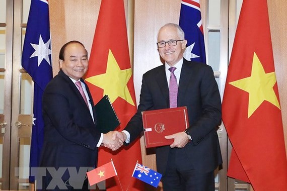 Thủ tướng Nguyễn Xuân Phúc và Thủ tướng Malcolm Turnbull, ảnh: TTXVN.