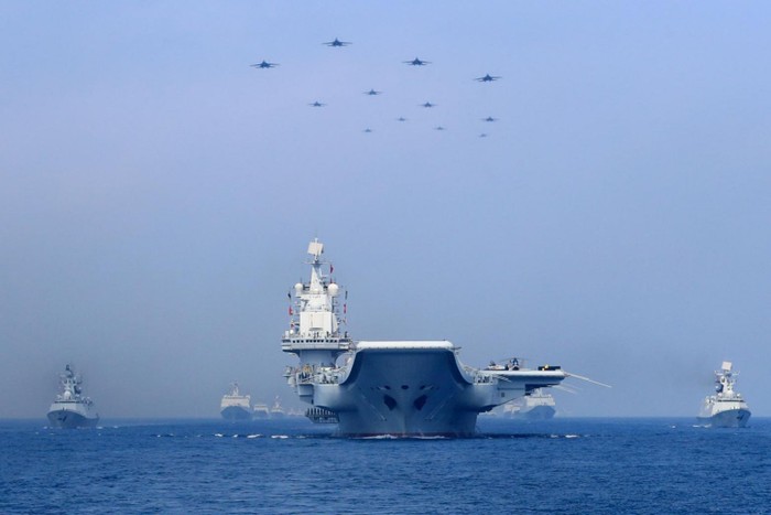 Sau khi tập trận rầm rộ ở Biển Đông, Trung Quốc kéo tàu chiến, máy bay quân sự lên tập trận xung quanh đảo Đài Loan, ảnh: The Straits Times.