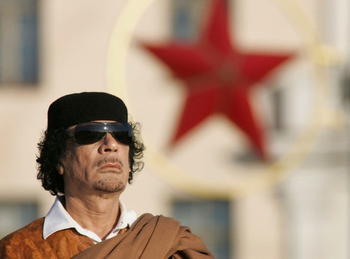 Tổng thống Libya, Đại tá Moammar Gaddafi tại thủ đô của Belarus ngày 3/11/2018, ảnh: AP.