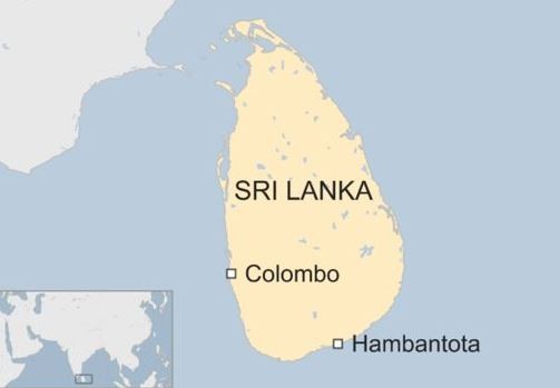Vị trí hai cảng chiến lược của Sri Lanka.