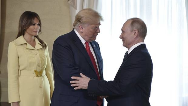 Tổng thống Hoa Kỳ Donald Trump và Tổng thống Nga Vladimir Putin gặp nhau tại Helsinky, Phần Lan. Ảnh: Alexei Nikolsky/AP.