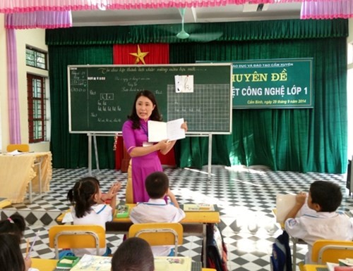 Một buổi dạy mẫu Tiếng Việt lớp 1 Công nghệ giáo dục, ảnh: Báo Giáo dục và Thời đại.