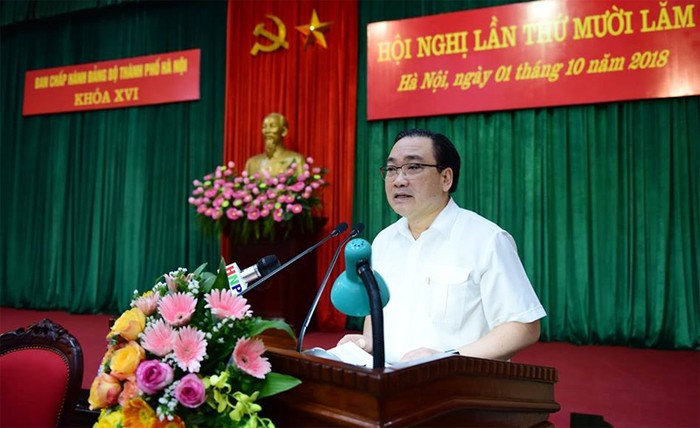 Bí thư Thành ủy Hà Nội Hoàng Trung Hải kết luận hội nghị lần thứ 15 Ban chấp hành Đảng bộ thành phố, ảnh: Báo Kinh tế &amp; Đô thị.