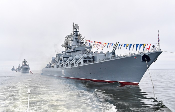 Tàu tuần dương mang tên lửa dẫn đường Varyag, Hạm đội Thái Bình Dương của Nga, ảnh: TASS.