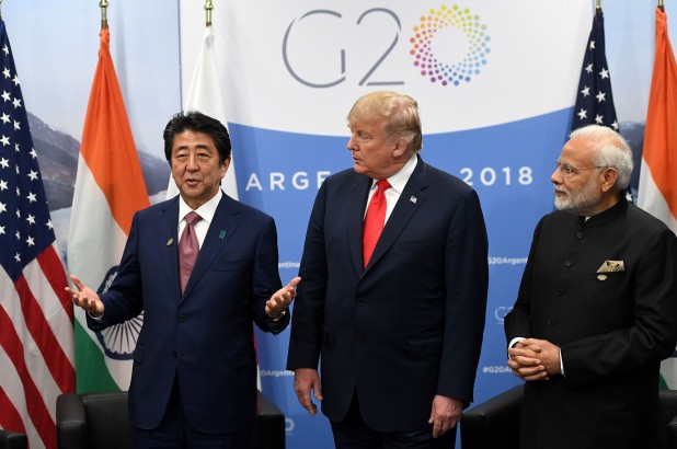 Lãnh đạo Nhật Bản, Hoa Kỳ và Ấn Độ gặp nhau bên lề hội nghị G-20 tại Argentina, ảnh: New York Post.