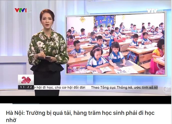 Vấn nạn quá tải sĩ số trường công tại Hà Nội đã kéo dài nhiều năm, nhưng không có giải pháp nào khả dĩ. Ảnh chụp màn hình, nguồn: VTV.vn.