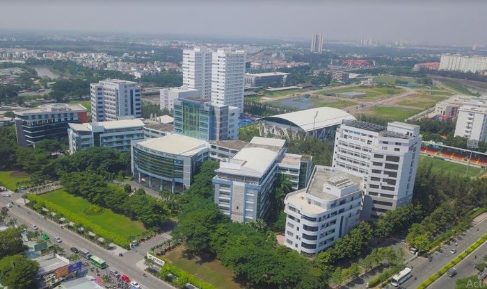 Trụ sở chính Trường Đại học Tôn Đức Thắng nhìn từ trên cao, ảnh do nhà trường cung cấp.