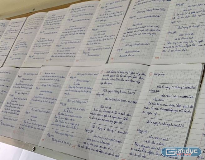 Nét chữ học sinh lớp 1 Bản Xàn, Trường Tiểu học Hữu Khuông, huyện Tương Dương (Ảnh Phòng Giáo dục cung cấp).