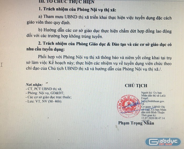 Kế hoạch xét đặc cách giáo viên 3 cấp tại thị xã La Gi, tỉnh Bình Thuận (Ảnh CTV).
