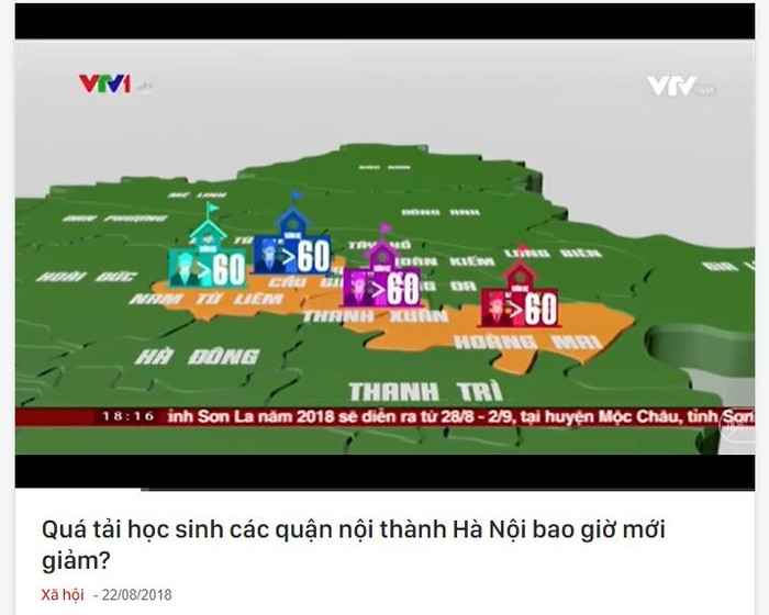 Quá tải sĩ số trường công tại nội thành Hà Nội đã tồn tại nhiều năm, ảnh chụp màn hình mang tính minh họa, nguồn: VTV.vn.