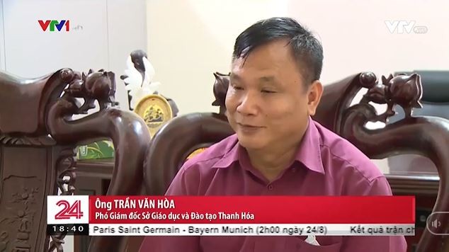 Thầy Trần Văn Hòa trả lời phỏng vấn VTV, ảnh chụp màn hình.
