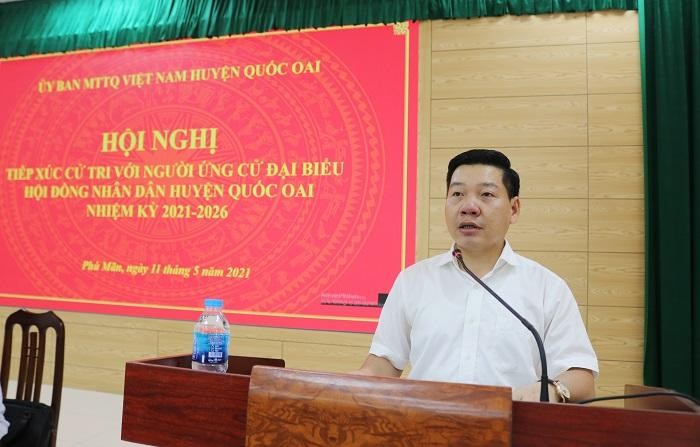 Chủ tịch Ủy ban nhân dân huyện Quốc Oai, thành phố Hà Nội - ông Nguyễn Trường Sơn, ảnh: Báo Kinh tế và Đô thị.