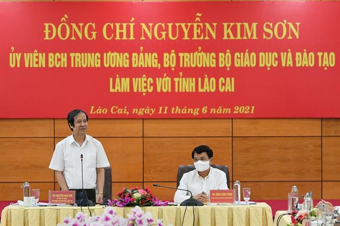 Bộ trưởng Bộ Giáo dục và Đào tạo Nguyễn Kim Sơn làm việc với tỉnh Lào Cai, ảnh minh họa: moet.gov.vn.