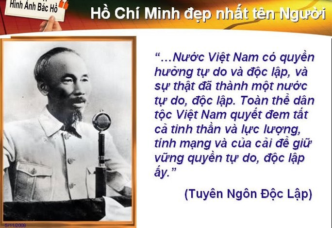 Tuyên ngôn Độc lập bất hủ 2-9-1945 đã mở ra một kỷ nguyên mới, lần đầu tiên người dân Việt Nam có quyền ngẩng cao đầu, tự hào mình đã trở thành công dân của một nước tự do và độc lập.