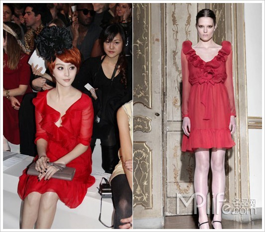 Chiếc váy màu đỏ rực của Valentino khiến nàng Băng Phạm xinh đẹp tựa như một Barbie của Trung Quốc