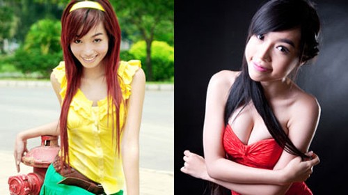 Hình ảnh trước và nay của Elly Trần khiến nhiều người nghi ngờ cô nàng dao kéo cả gương mặt lẫn vòng 1.