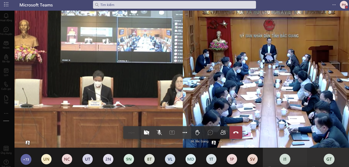 Ông Mai Sơn - Phó Chủ tịch Uỷ ban nhân dân tỉnh Bắc Giang phát biểu tại Hội nghị. (Ảnh chụp màn hình)