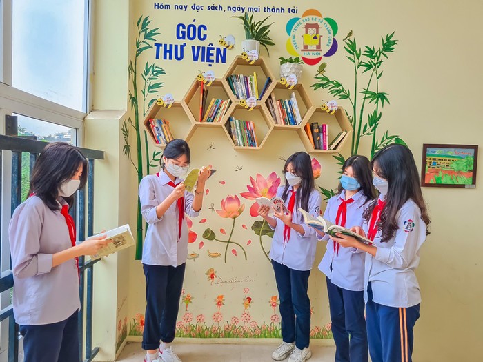 Học sinh các khối lớp hào hứng tham gia Ngày Sách và Văn hóa đọc Việt Nam. (Ảnh: Trường Trung học cơ sở Thành Công)