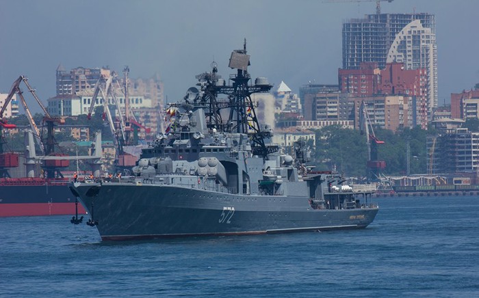 Chiến hạm săn ngầm đô đốc Vinogradov project 1155 thuộc Lữ đoàn tàu chống ngầm 44, Hạm đội Thái Bình Dương, Nga.