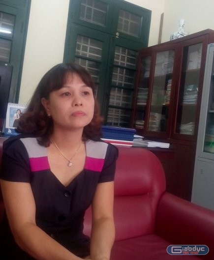Bà Thạch Thị Phương, Hiệu phó Trường tiểu học Yên Thường khẳng định với phóng viên, không tiếp phóng viên vì lãnh đạo Sở đã căn dặn trong buổi tập huấn (ảnh MC)